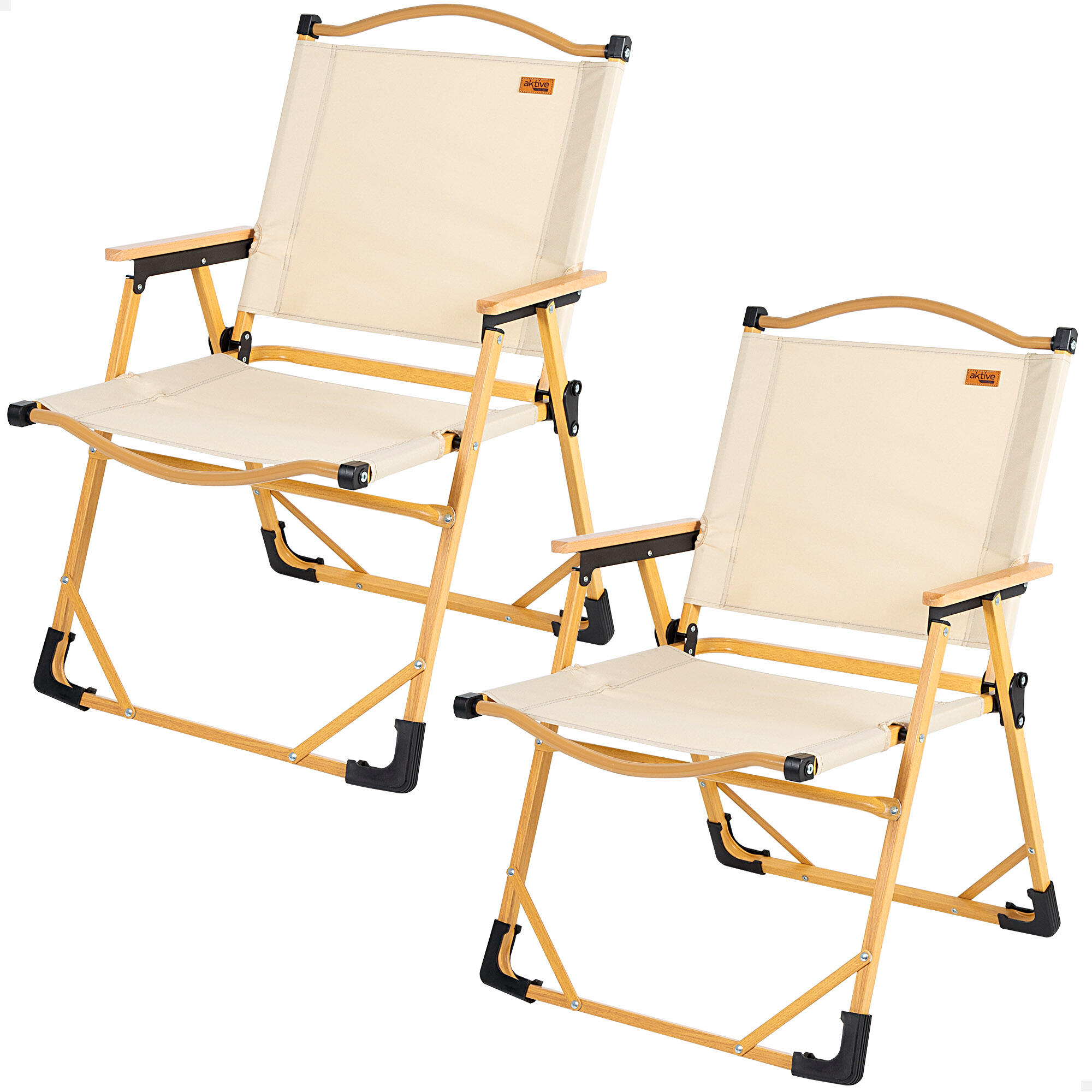 Aktive - Pack 2 Chaises Pliantes Hautes Glamping Crème Aluminium Aktive - Siège Pliant - Taille Unique - Decathlon