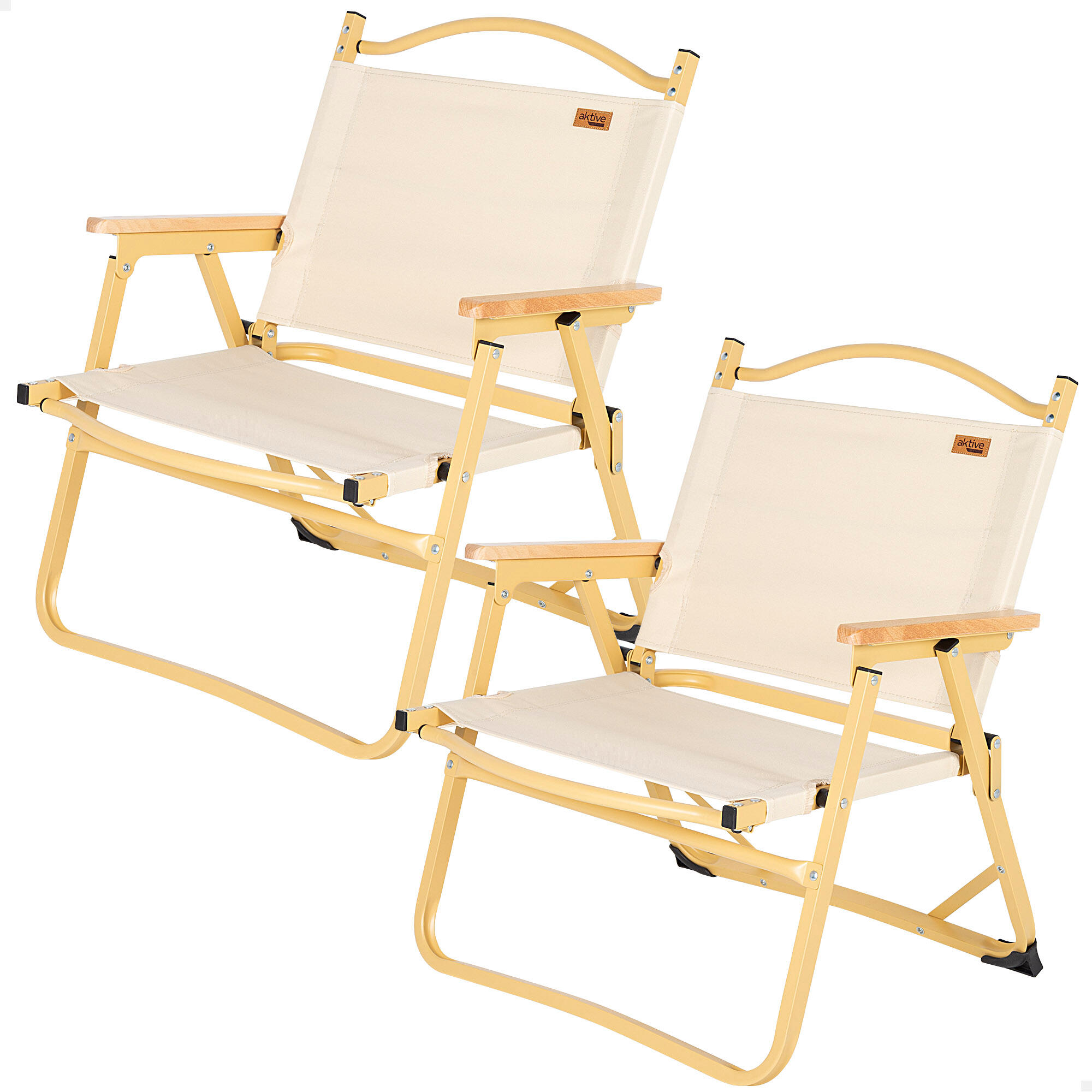 Aktive - Pack 2 Chaises Pliantes Basses Glamping Crème Aluminium Avec Poche Aktive - Siège Pliant - Taille Unique - Decathlon
