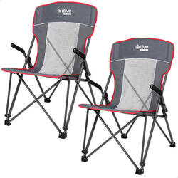 Pack de 2 chaises de camping pliantes grises avec accoudoirs amovibles Aktive