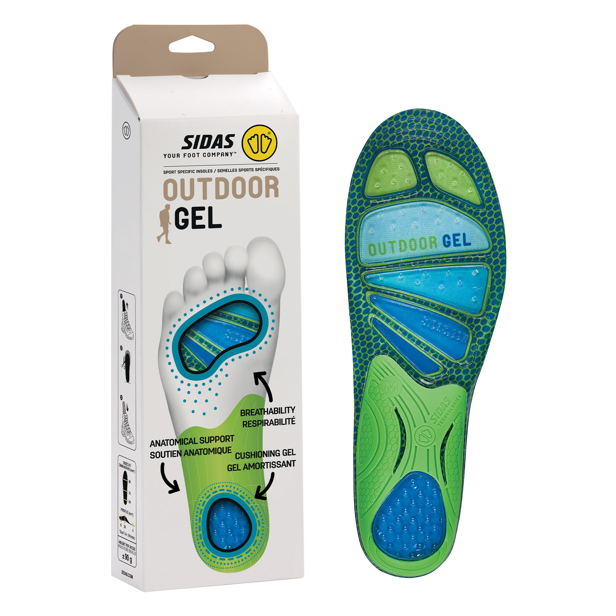Plantari Outdoor Gel Sidas 46 - Gel, Guscio in TPU, traspiranti 4/4