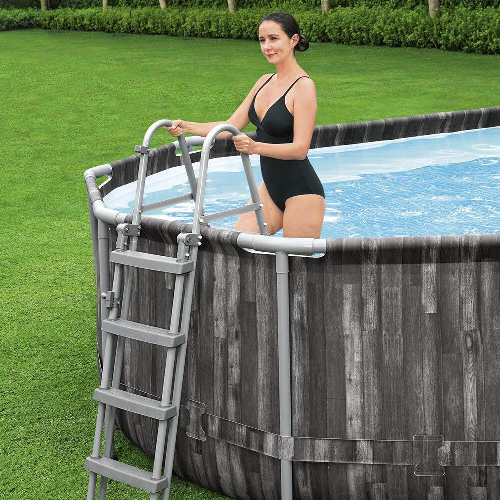 Piscine tubulaire Power Steel décor bois ovale 6,10 x 3,66 x 1,22 m 6/7