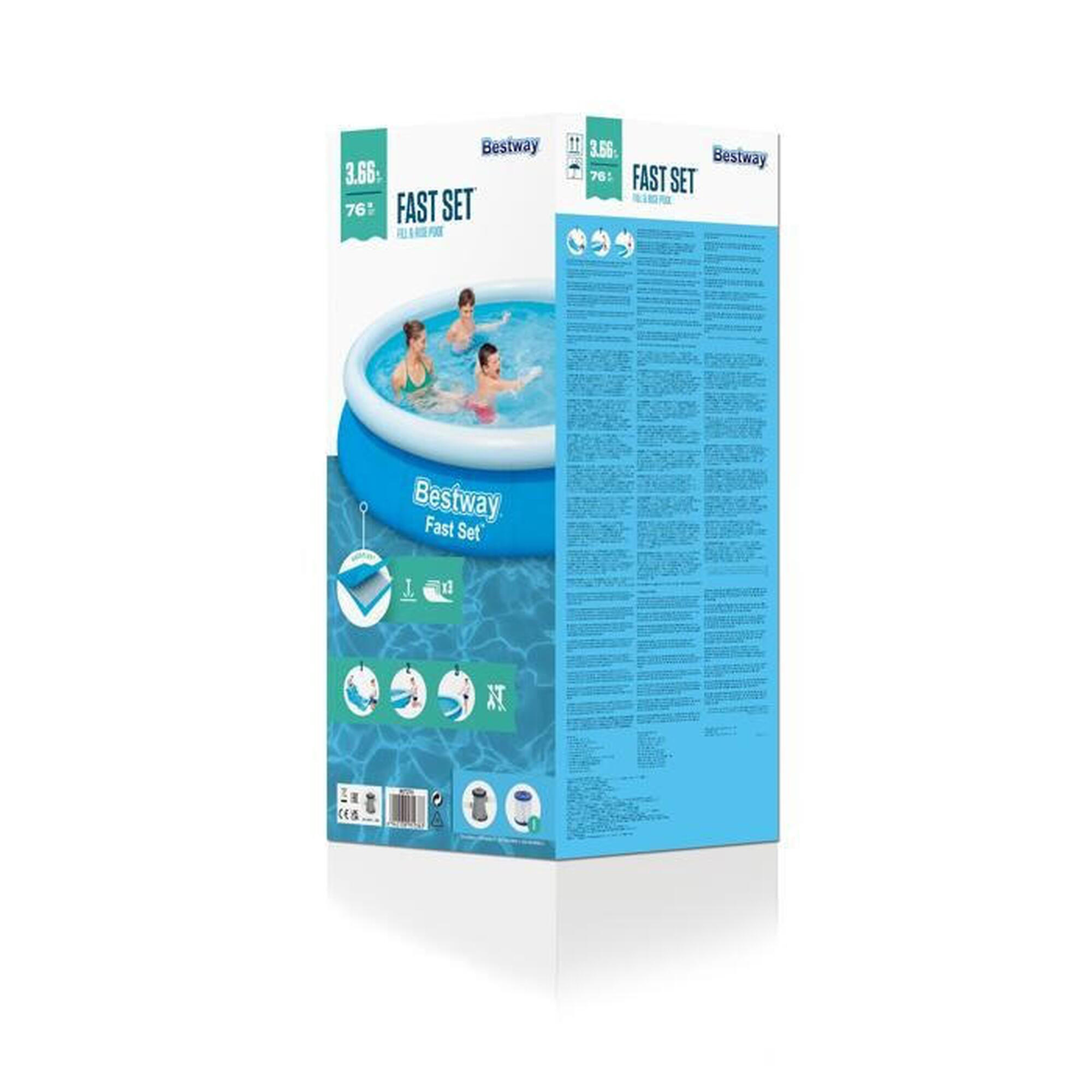 BESTWAY piscina independente insuflável azul - Jade ⌀ 360 x 76 cm - piscina