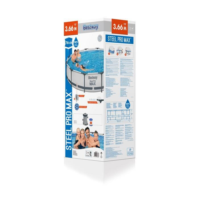 Piscina Desmontable Tubular Bestway Steel Pro Max 366x76 cm Depuradora de Cartuc 6/6