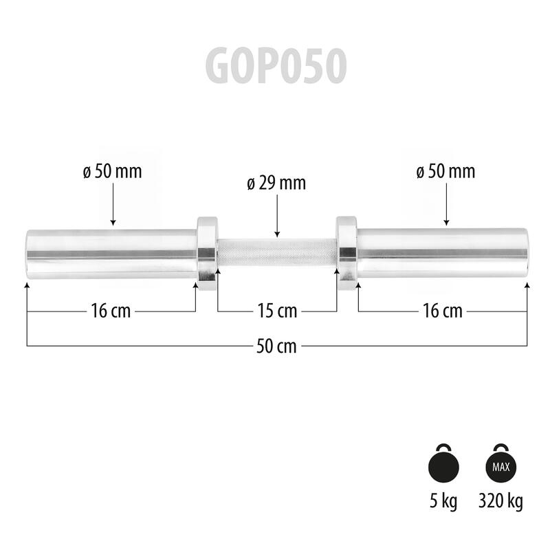 Bară olimpică scurtă de antrenament 5 kg 50 cm cu cleme HMS GOP050