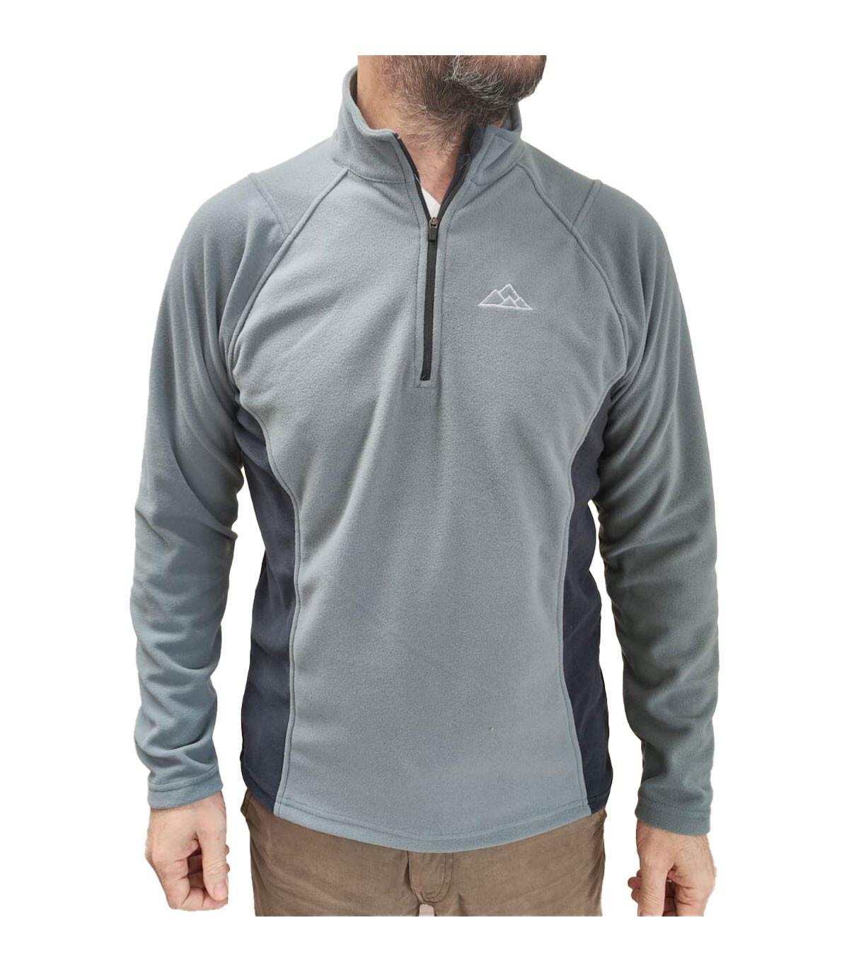 Forro Polar Elástico de Montaña y Trekking Dune Hombre Beige-Naranja 3/6
