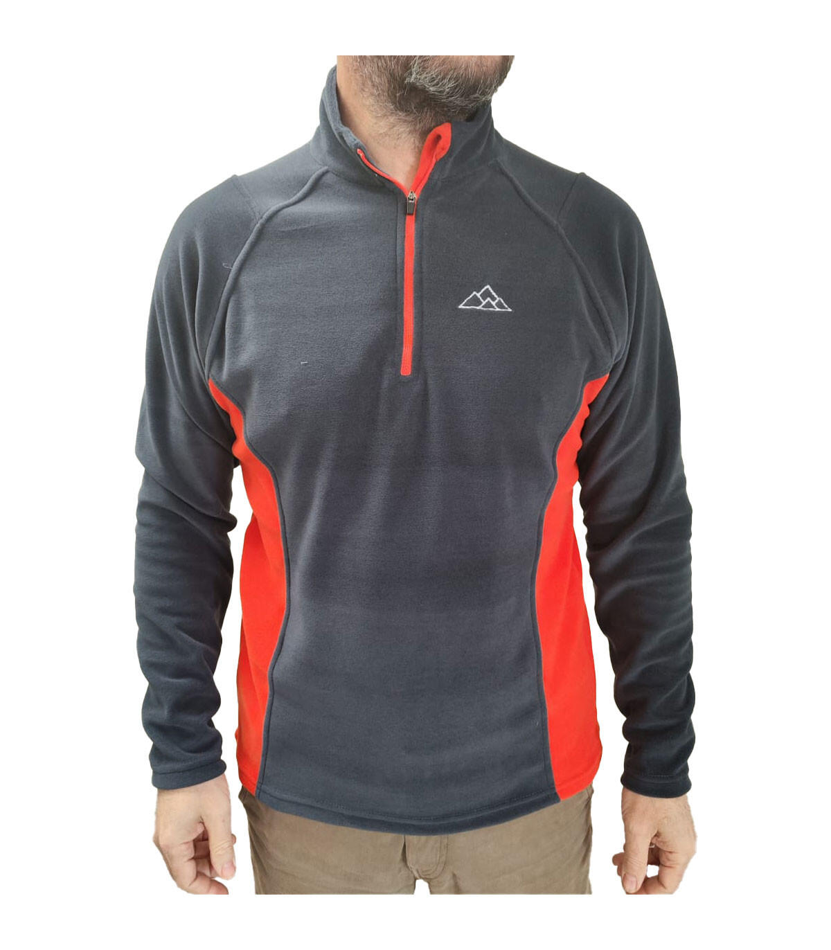 Forro Polar Elástico de Montaña y Trekking Dune Hombre Beige-Naranja 2/6