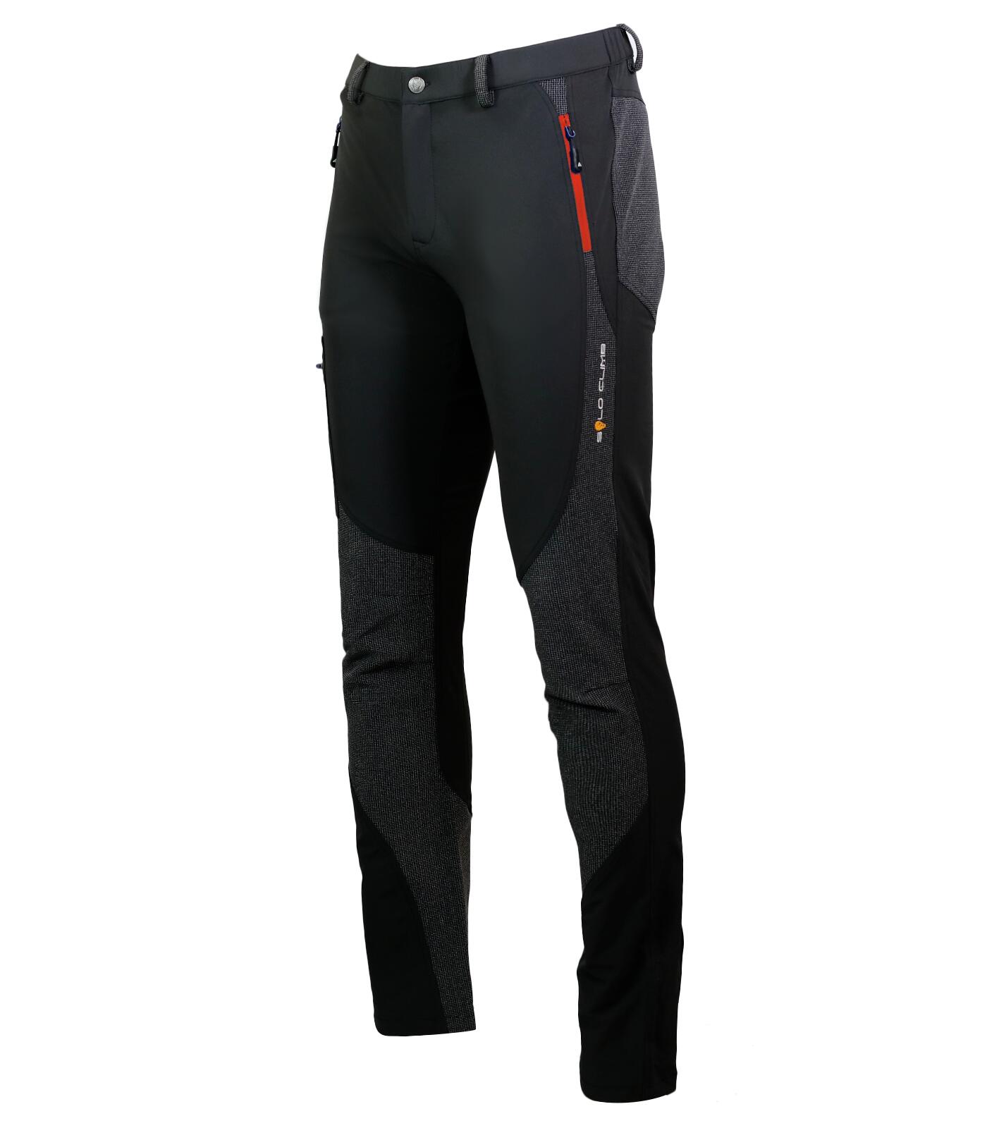 Calças civetta escalada e trekking unissex leves respiráveis preto-vermelho