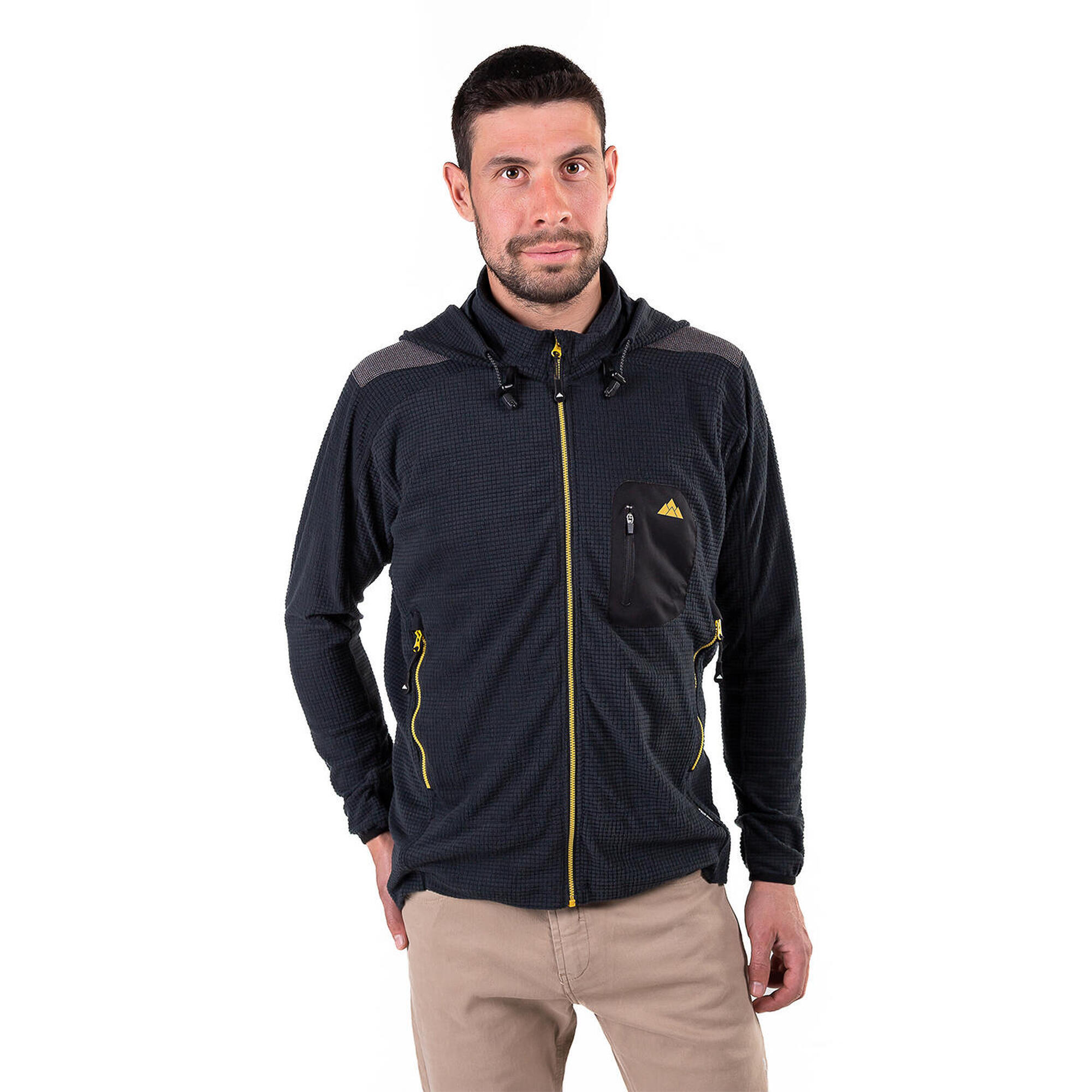 Casaco Polar Grizzly Alpinismo E Escalada Homem Transpirável Com Capuz Dourado