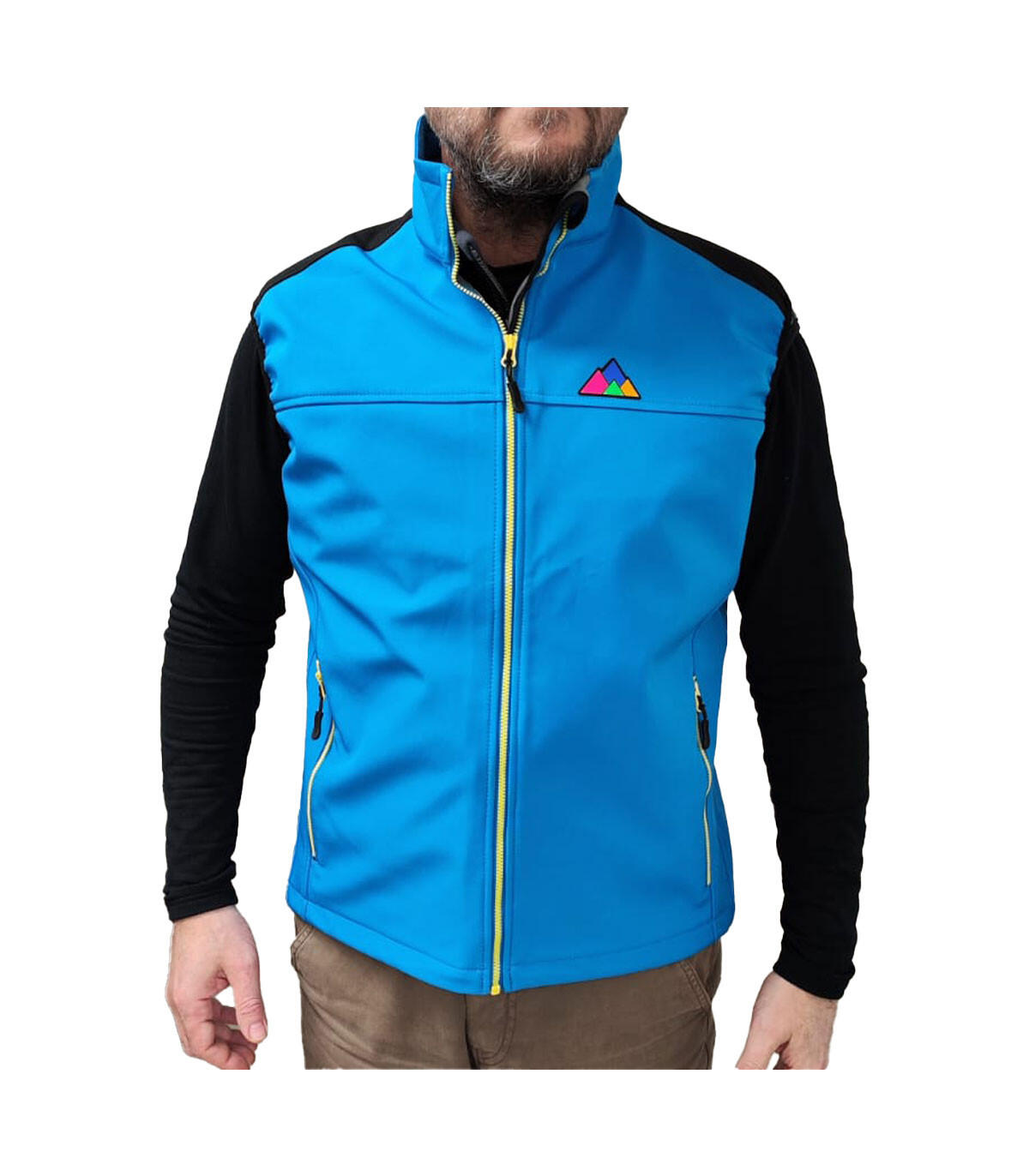 Chaleco Cortaviento de Escalada y Trekking Torso Hombre Azul-Gris 2/6