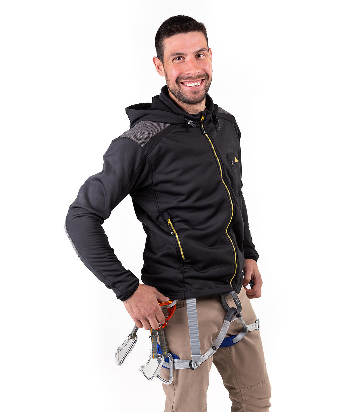 Casaco Polar Yukón Alpinismo Homem Polivalente Com Capuz Preto 3/4