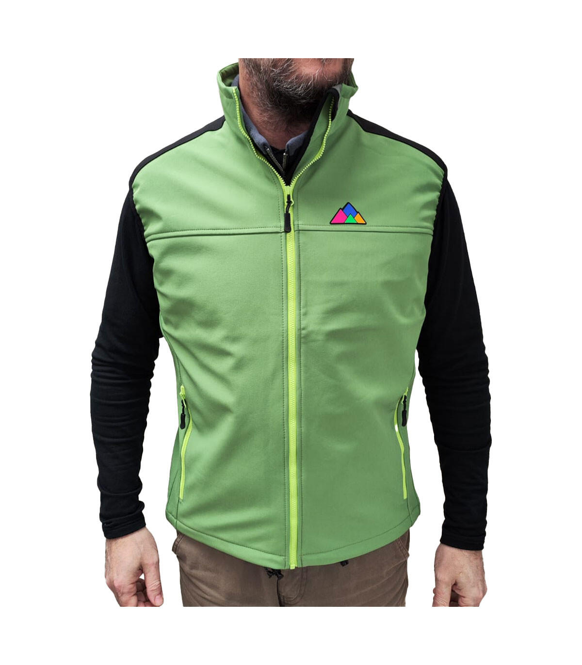 Chaleco Cortaviento de Escalada y Trekking Torso Hombre Azul-Amarillo 6/6