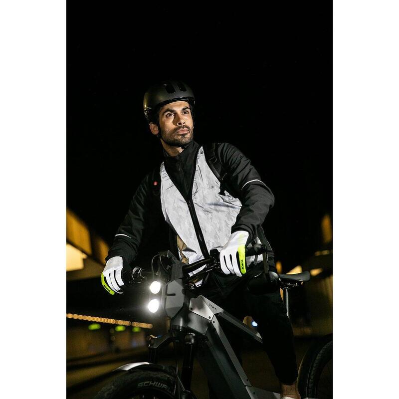 Gants vélo doigts longs réfléchissants XL - Nightstroke argent/jaune