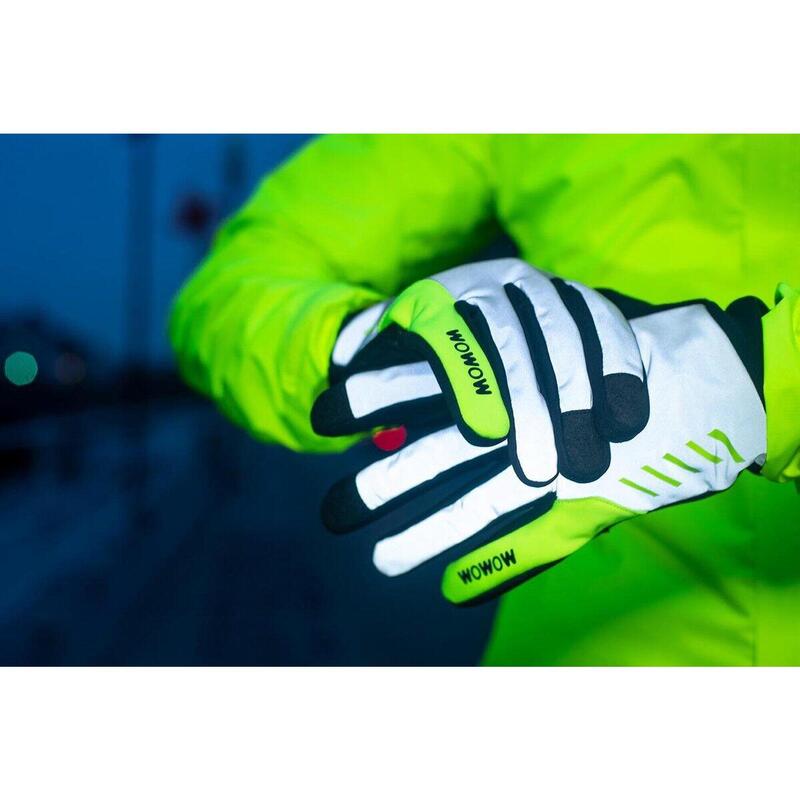 Gants vélo doigts longs réfléchissants XL - Nightstroke argent/jaune