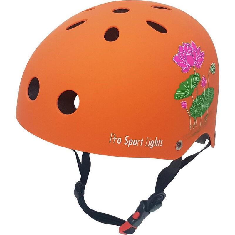 Casque de vélo skate pour enfant - Orange - Fleurs