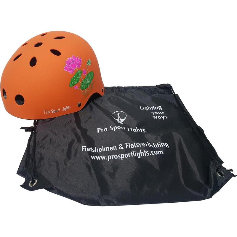 Casque de vélo skate pour enfant - Orange - Fleurs