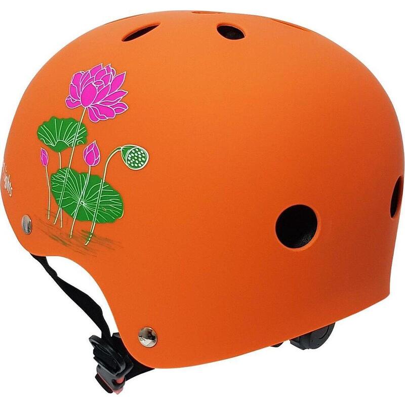 Casque de vélo skate pour enfant - Orange - Fleurs