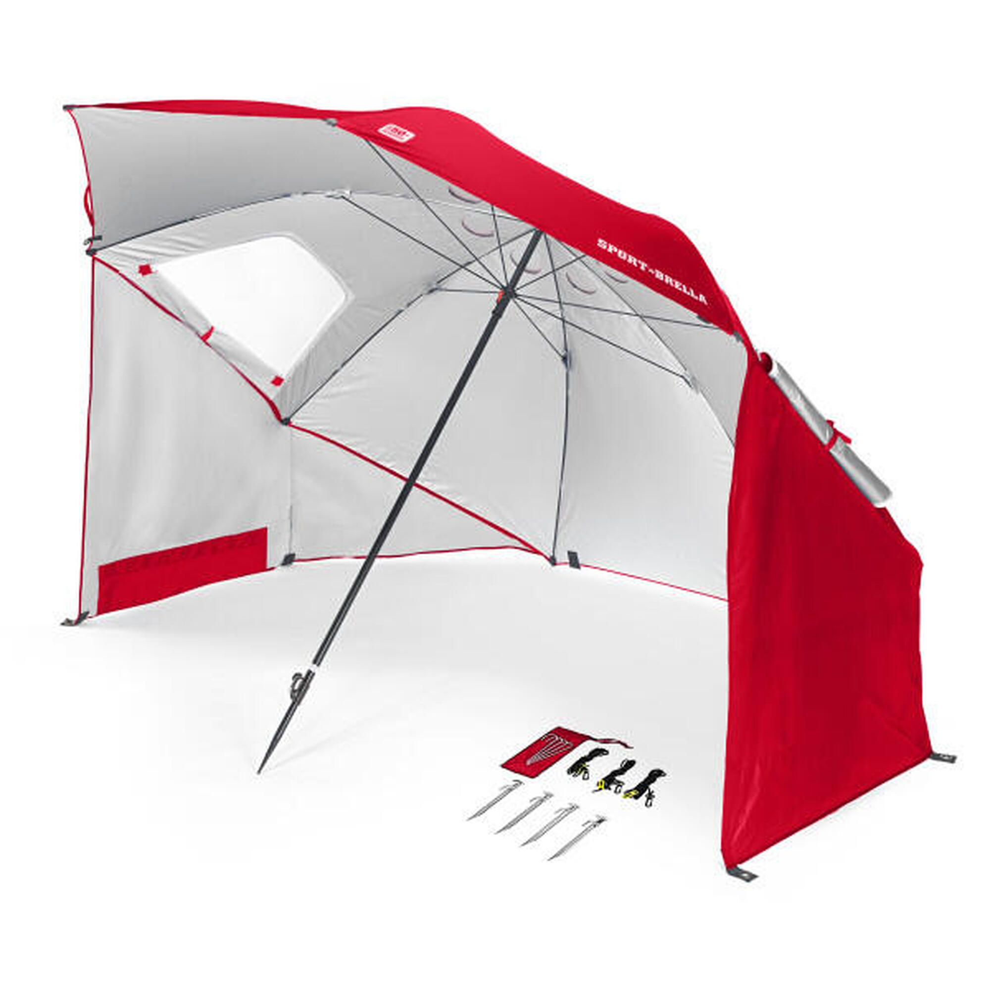 Ombrellone da spiaggia portatile -UPF+50 - diametro 2,4 m - Rosso - SPORT-BRELLA