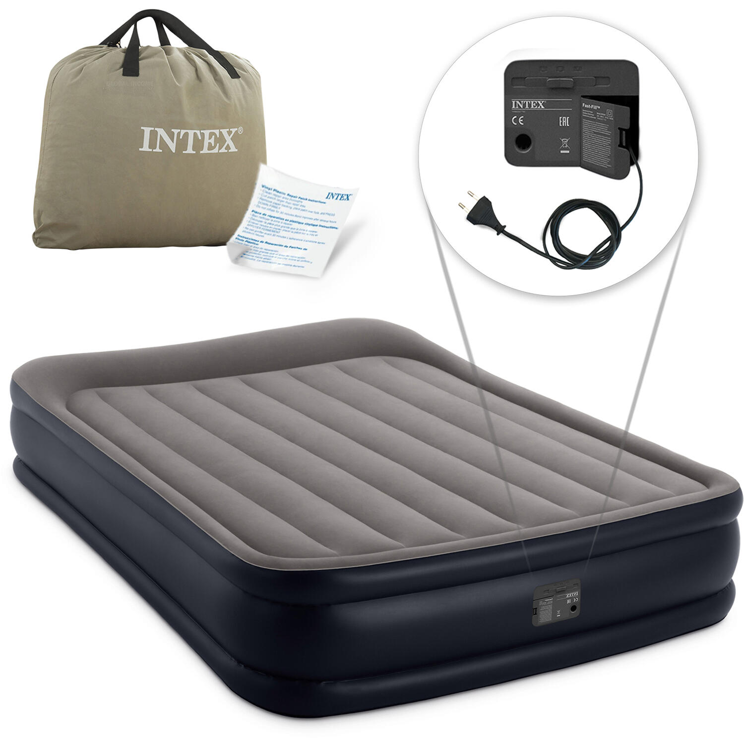INTEX Nafukovací postel Intex DELUXE 64136 152x203x42 cm
