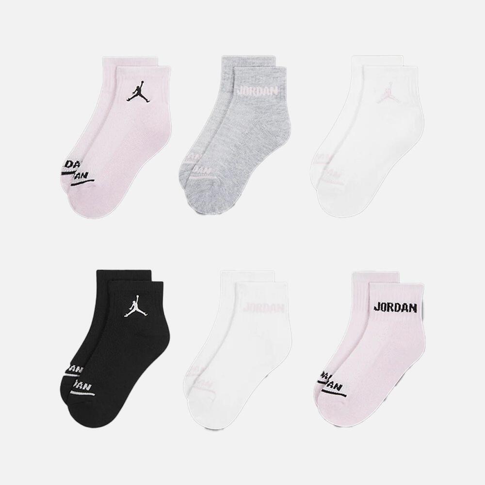 Sei paia di calzini jordan legend crew - bianco-nero-grigio-rosa 3/4