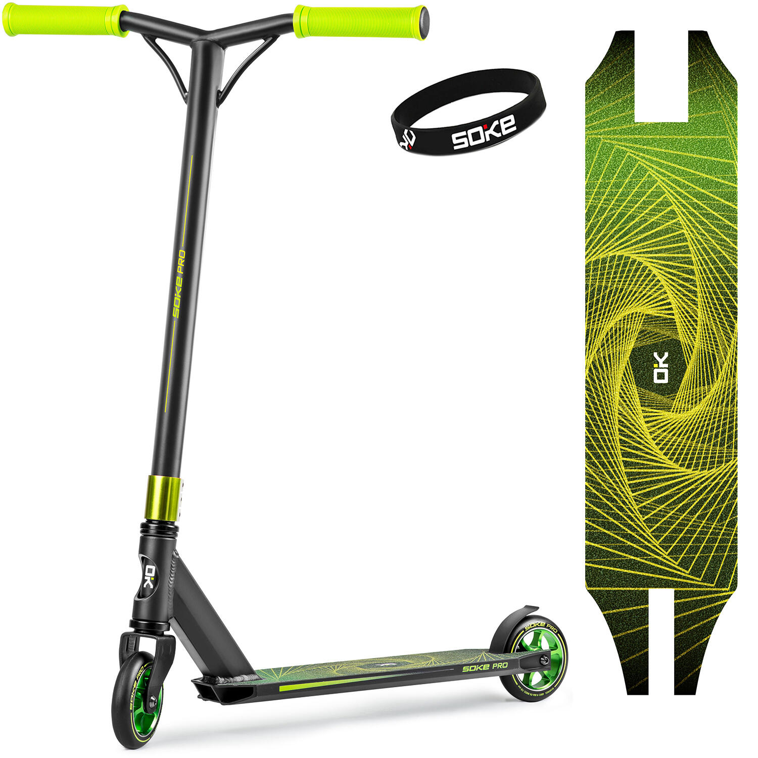 SOKE Patinete freestyle adulto Soke Pro amarillo ácido