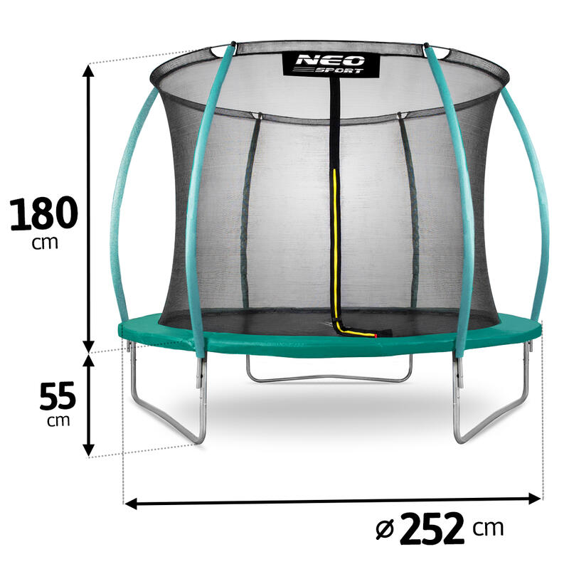 Trampolina ogrodowa Neo-Sport NS-08C181 z siatką  i drabinką 8ft/252cm