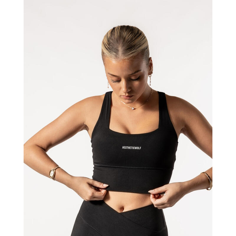 Sujetador Deportivo Fitness con Espalda Cruzada Negro