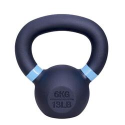 Kettlebell en fonte 6 kg - Noir et bleu clair