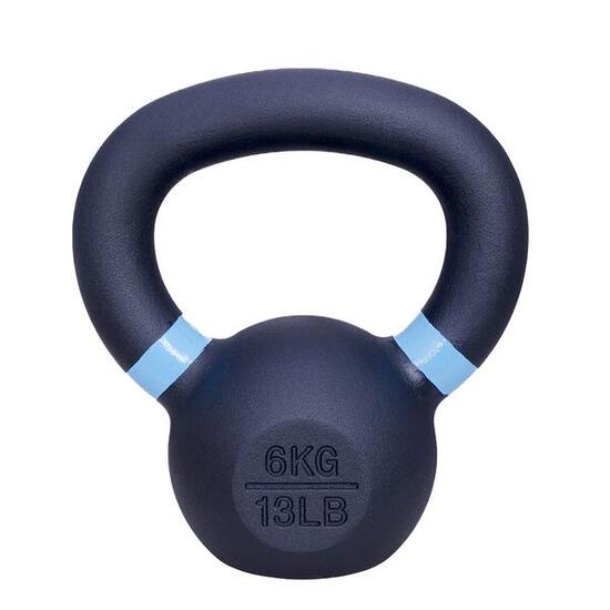 Kettlebell in ghisa 6 kg - Nero con azzurro