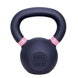 Kettlebell en fonte 8 kg - Noir et rose