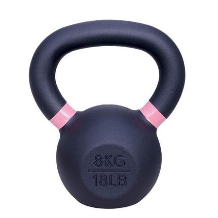 Kettlebell aus Gusseisen, 8 kg – Schwarz mit Rosa