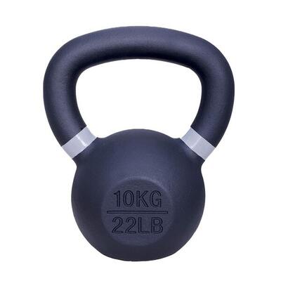 Kettlebell gietijzer - 10 kg - zwart/lichtgrijs