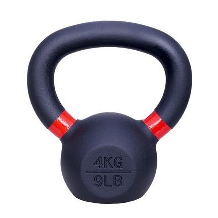 Kettlebell aus Gusseisen, 4 kg – Schwarz mit Rot