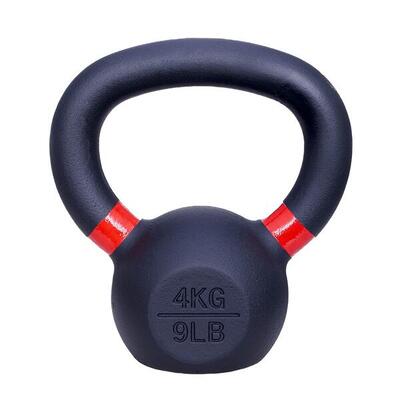 Kettlebell gietijzer - 4 kg - zwart/rood