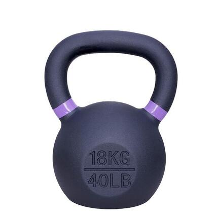 Kettlebell aus Gusseisen, 18 kg – Schwarz mit Lila