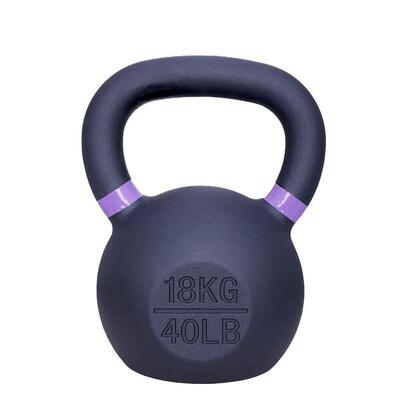 Kettlebell gietijzer - 18 kg - zwart/lichtpaars
