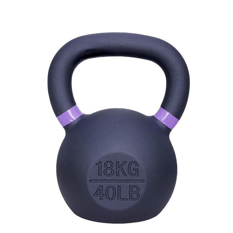 Kettlebell gietijzer - 18 kg - Zwart/Lichtpaars