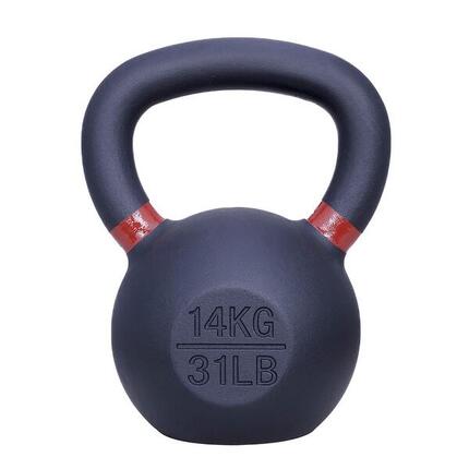 Kettlebell aus Gusseisen, 14 kg – Schwarz mit braunen Akzenten