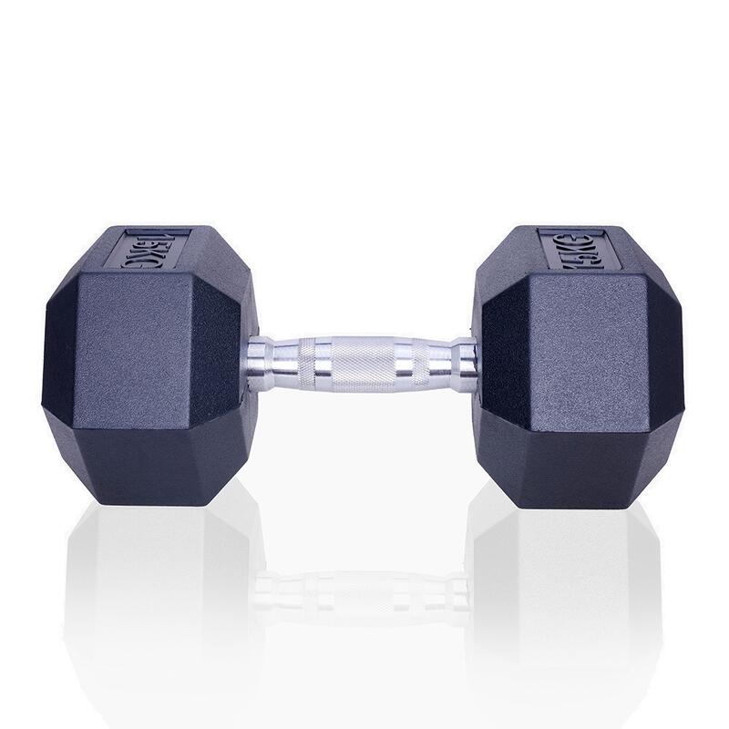 Gantera 15 kg - Hexagonală - Neagră - Cauciuc