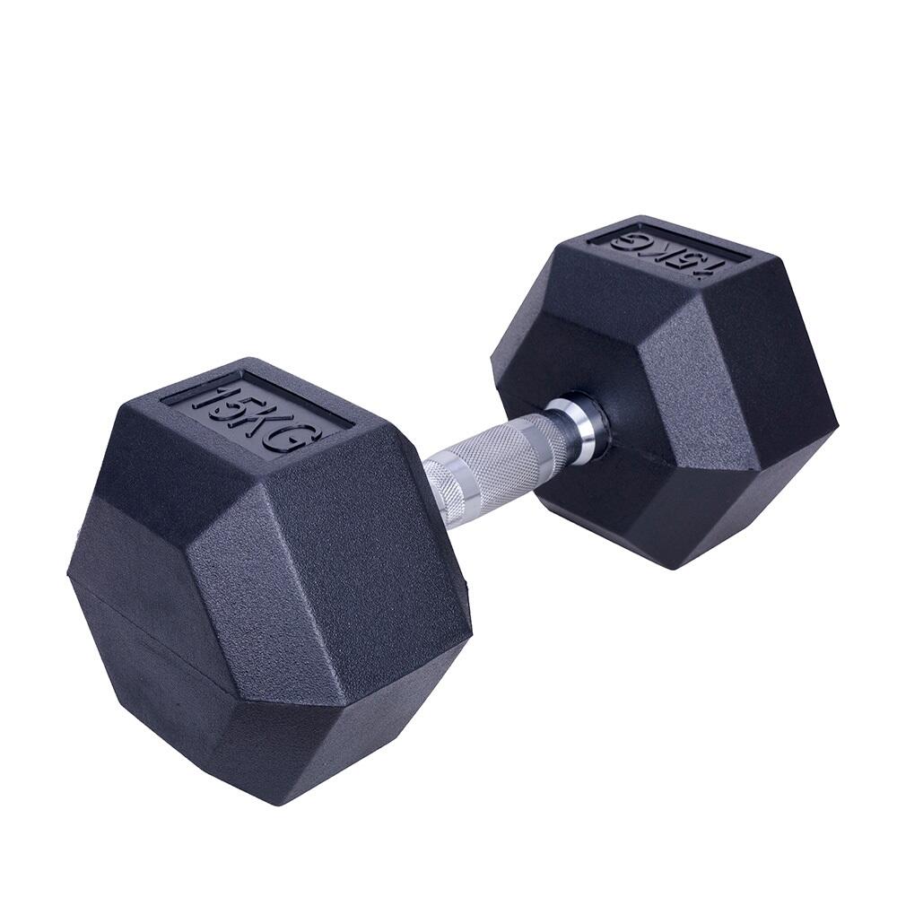 Haltere 15 kg - Hexágono - Preto - Borracha