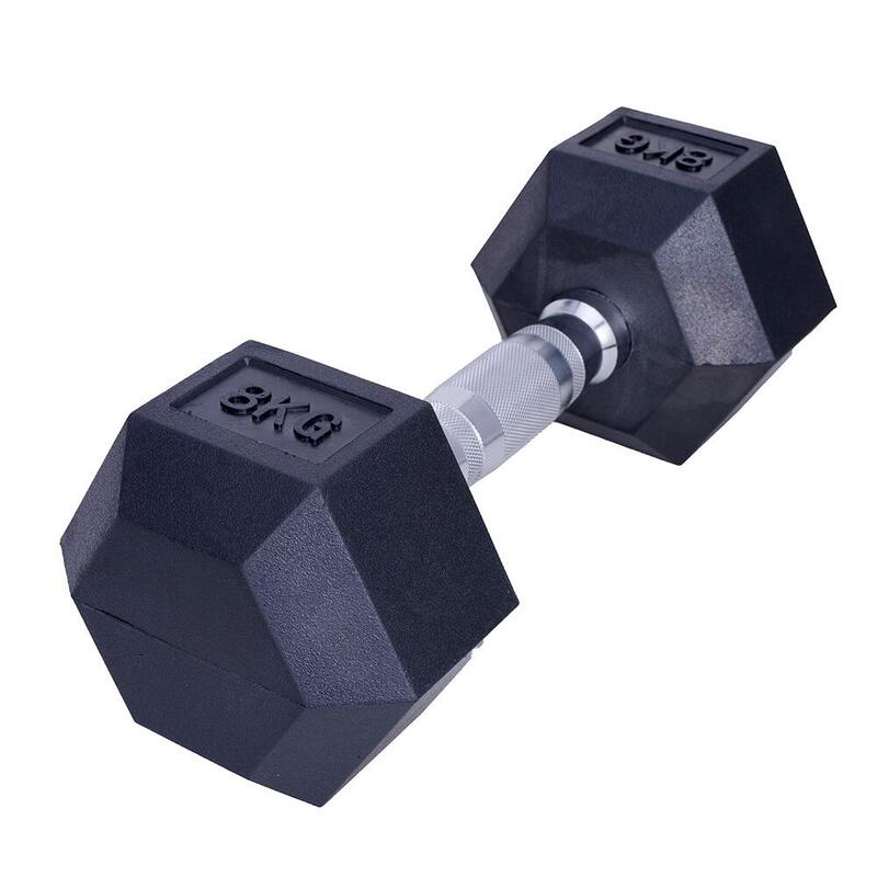 Set gantere hexagonale - cauciuc negru – 12 piese - 143 kg