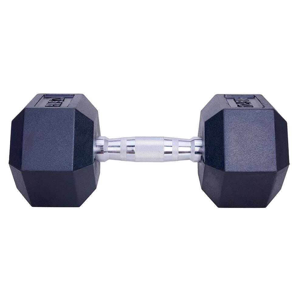Manubrio esagonale da 12,5 kg - Nero - Gomma 3/7