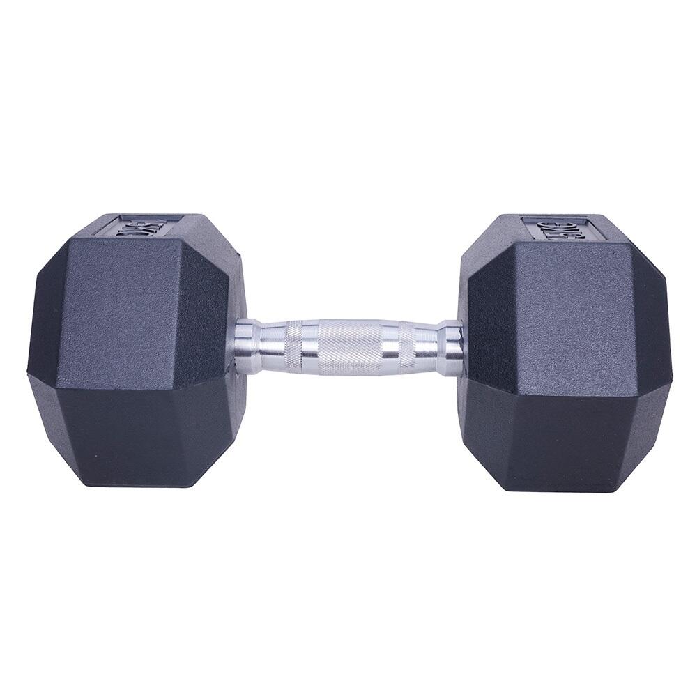 Mancuerna hexagonal de 15 kg, negra, de goma. 3/7