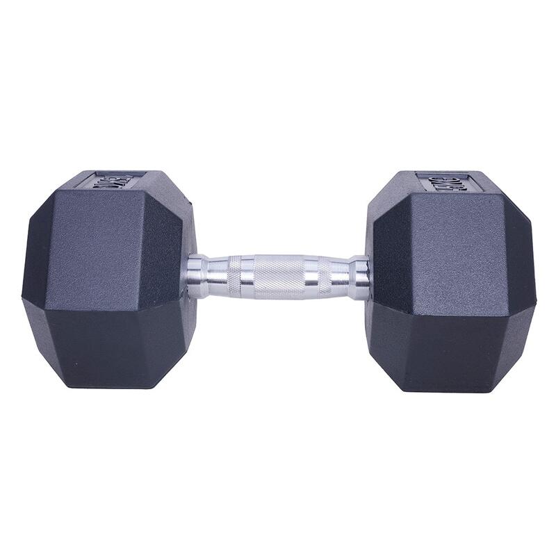 Gantera 15 kg - Hexagonală - Neagră - Cauciuc