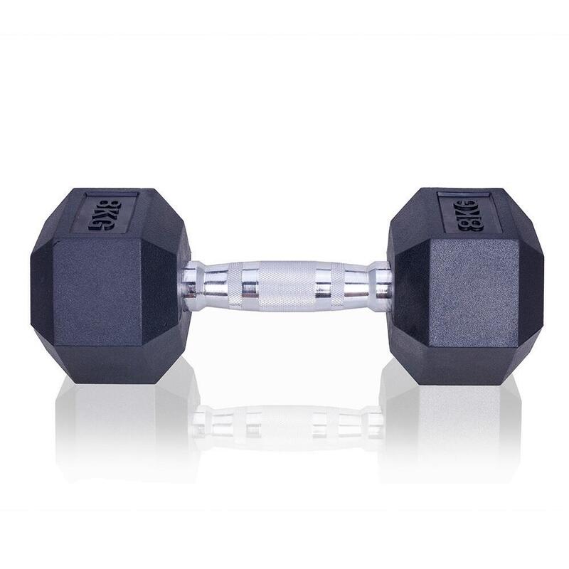 Gantera 8 kg - Hexagonală - Neagră - Cauciuc - Set de 2