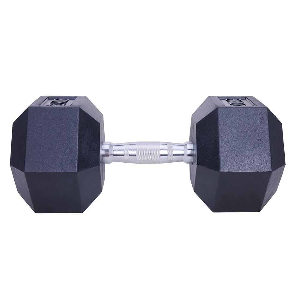 Dumbbell 20 kg - Hexagon - Zwart - Rubber 3/7