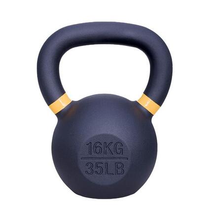 Kettlebell aus Gusseisen, 16 kg – Schwarz mit Gelb