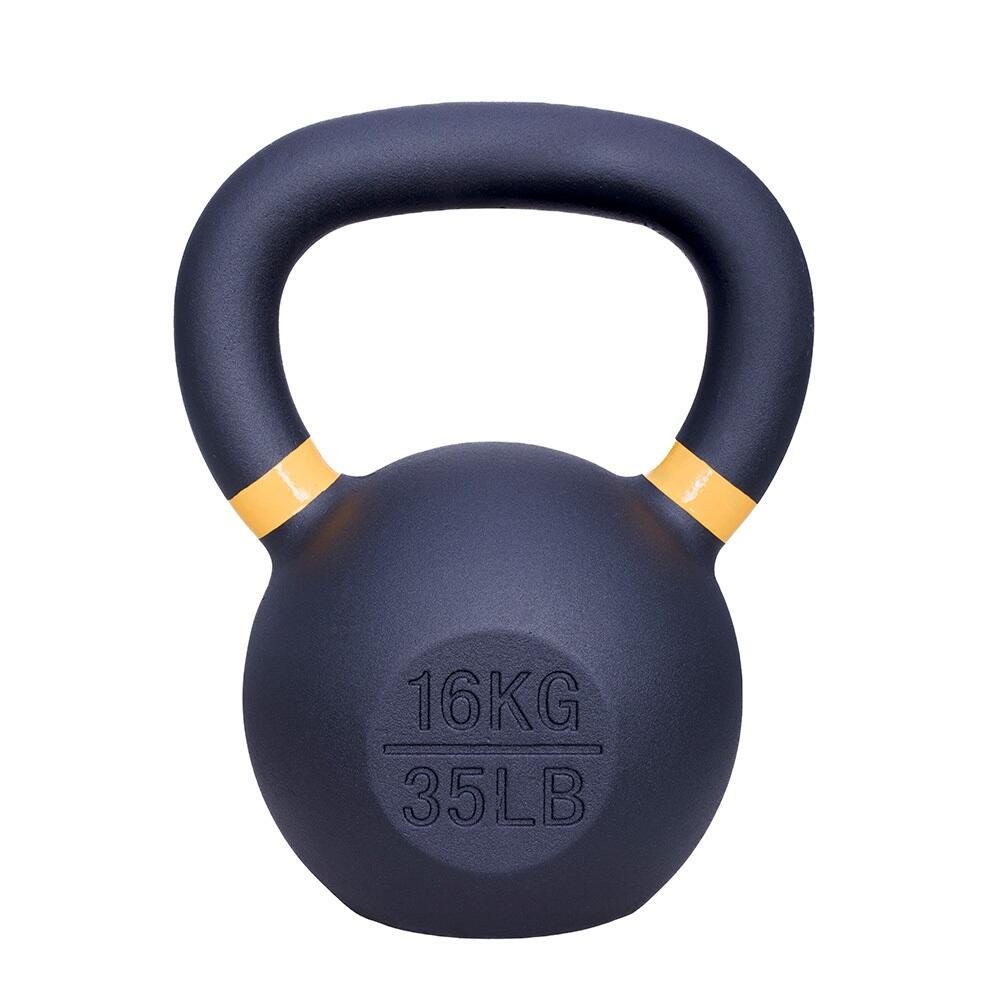 Kettlebell Ferro Fundido 16 kg - Preto com Amarelo