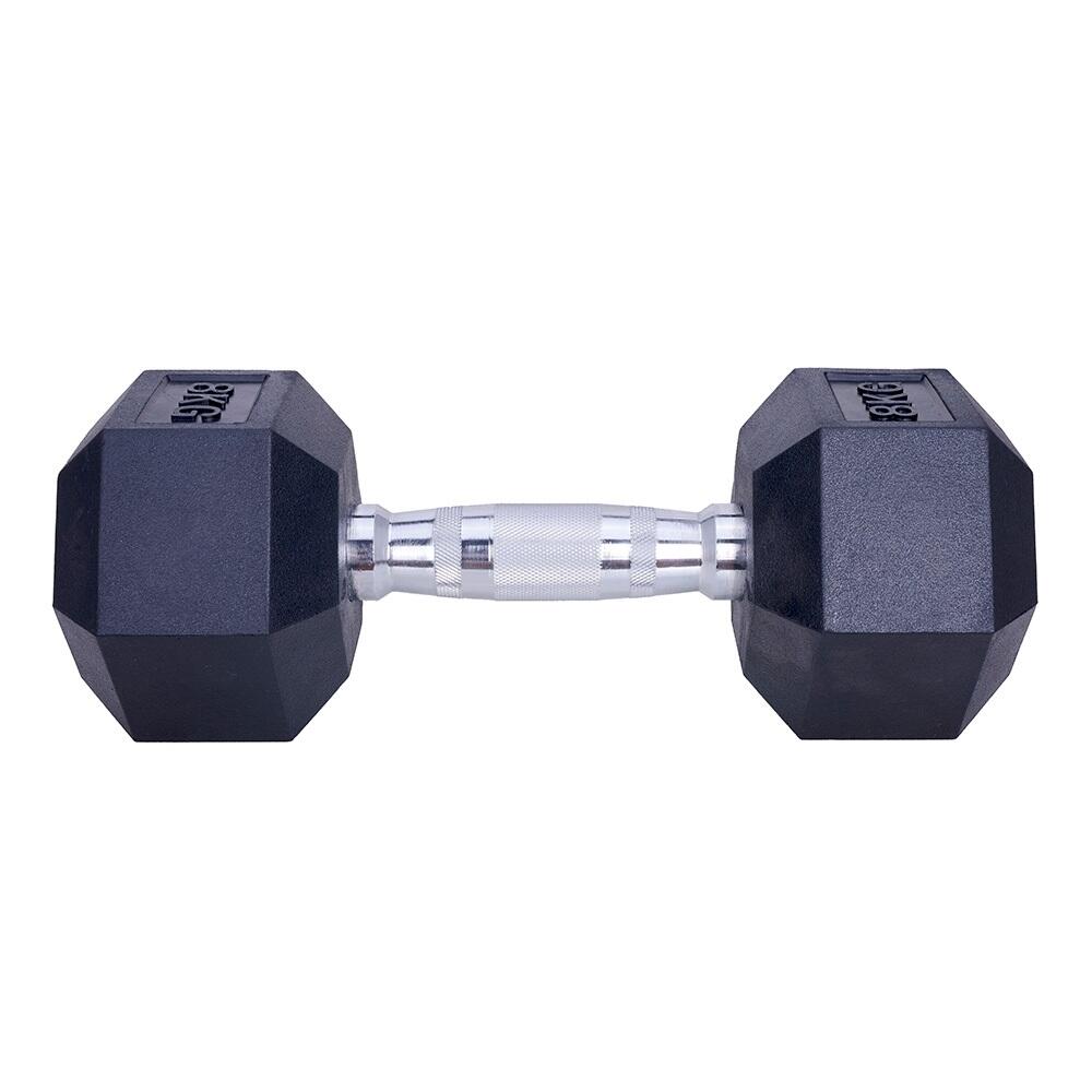 Mancuerna hexagonal de 8 kg - Negra - De goma - Juego de 2 6/7