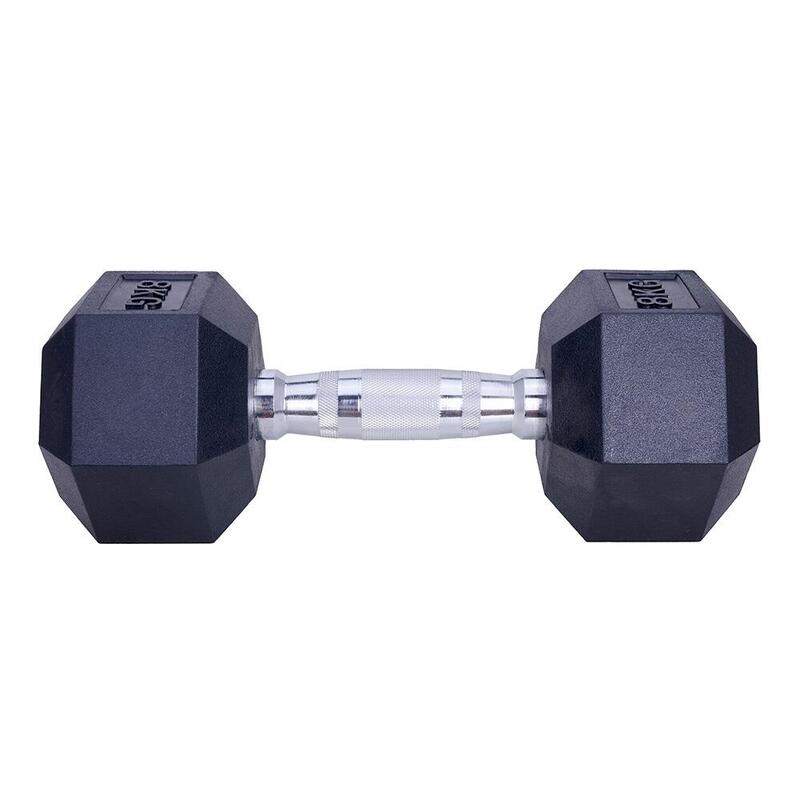 Gantera 8 kg - Hexagonală - Neagră - Cauciuc - Set de 2