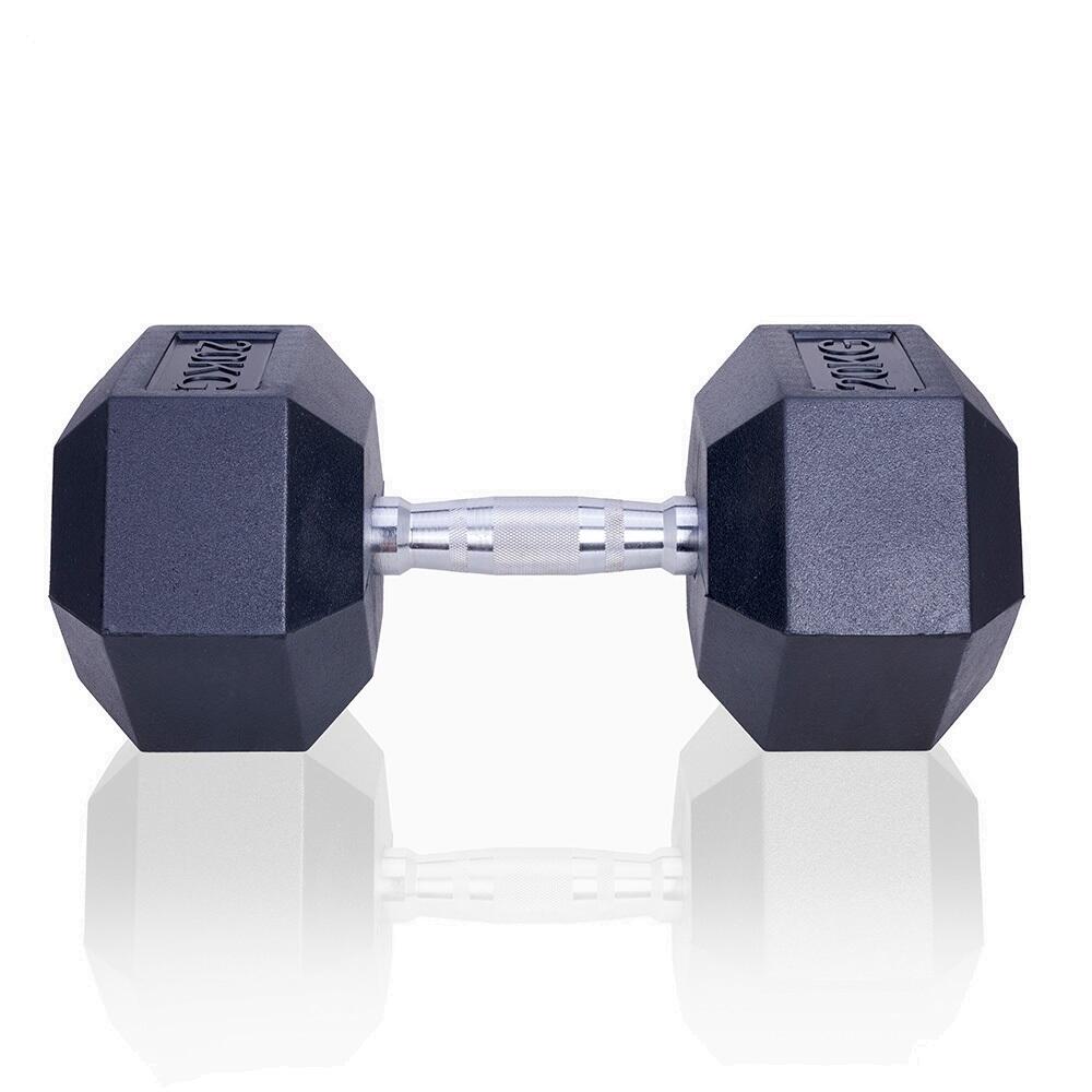Dumbbell 20 kg - Hexagon - Zwart - Rubber 6/7